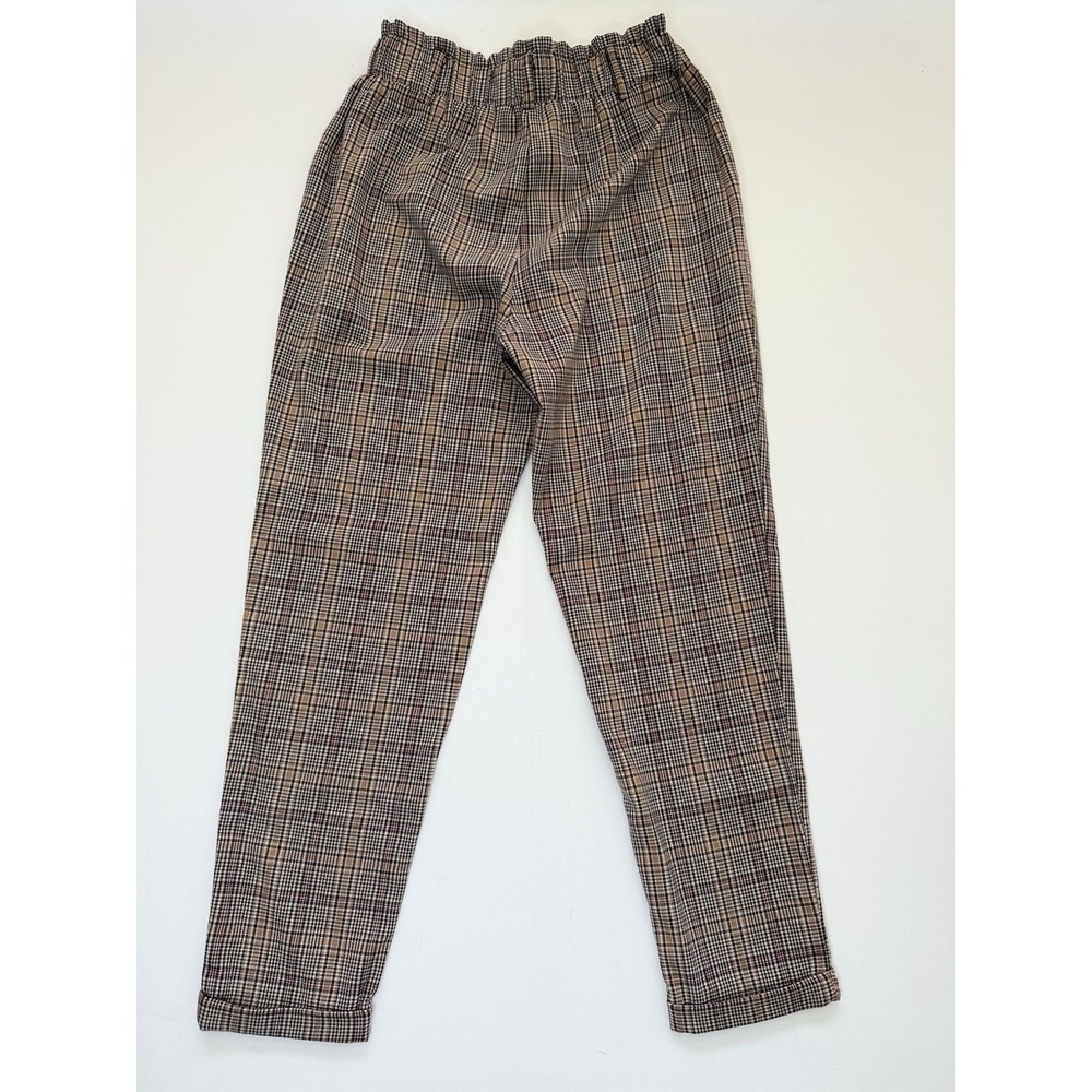 SO Women's Plaid Dress Pants Pull-On Elastic Waist Pockets Brown Black S - Picture 7 of 7